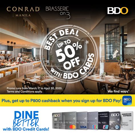 brasserie on 3 credit card promo|BDO Unibank .